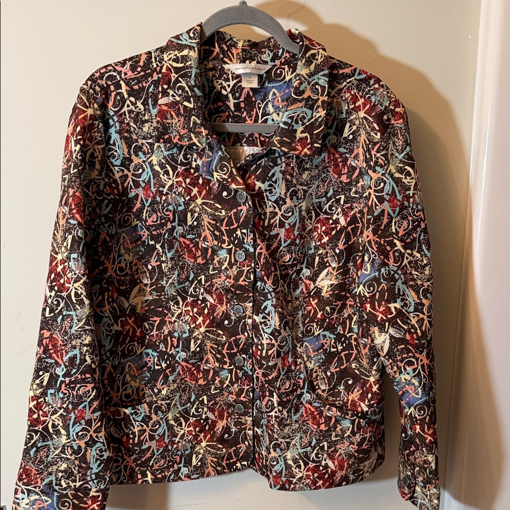 Christopher & Banks Multicolor Scribble denim style jacket